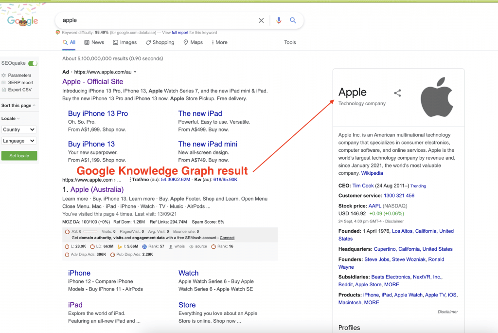 google knowledge graph apple