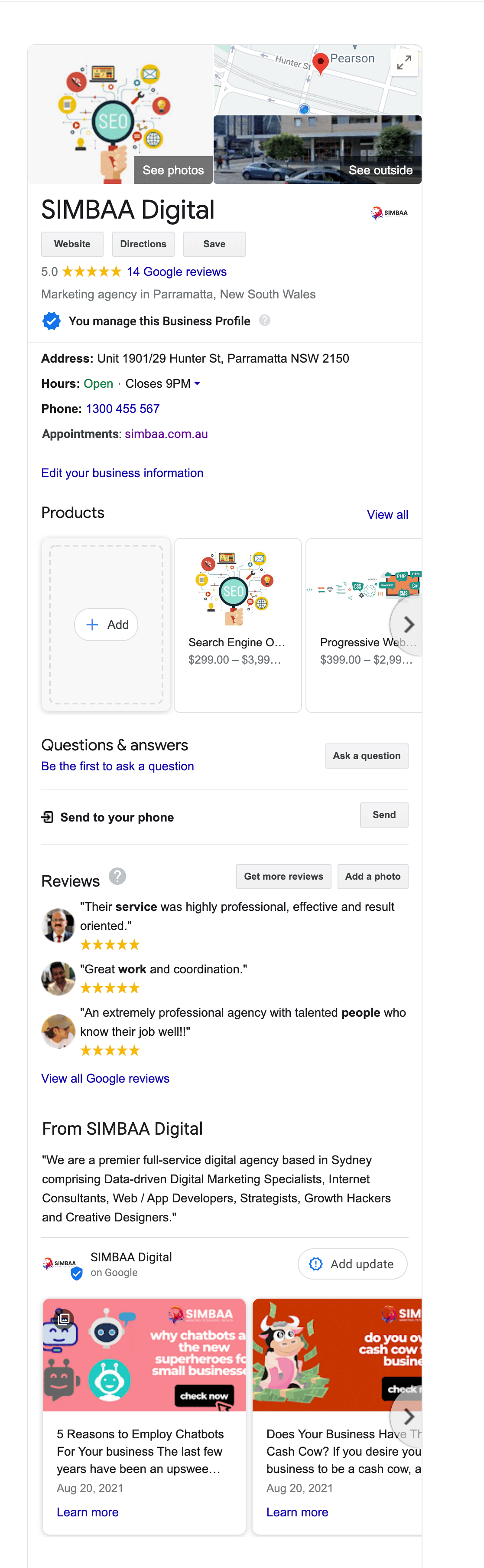 simbaa digital local seo sydney melbourne parramatta